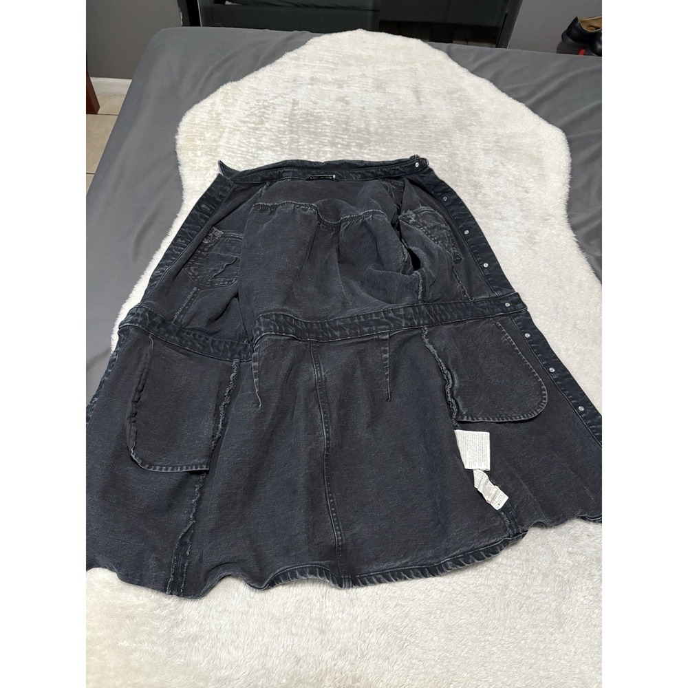 Zara Women's Black Mini Denim Button Dress Faded Size Medium - Picture 10 of 10